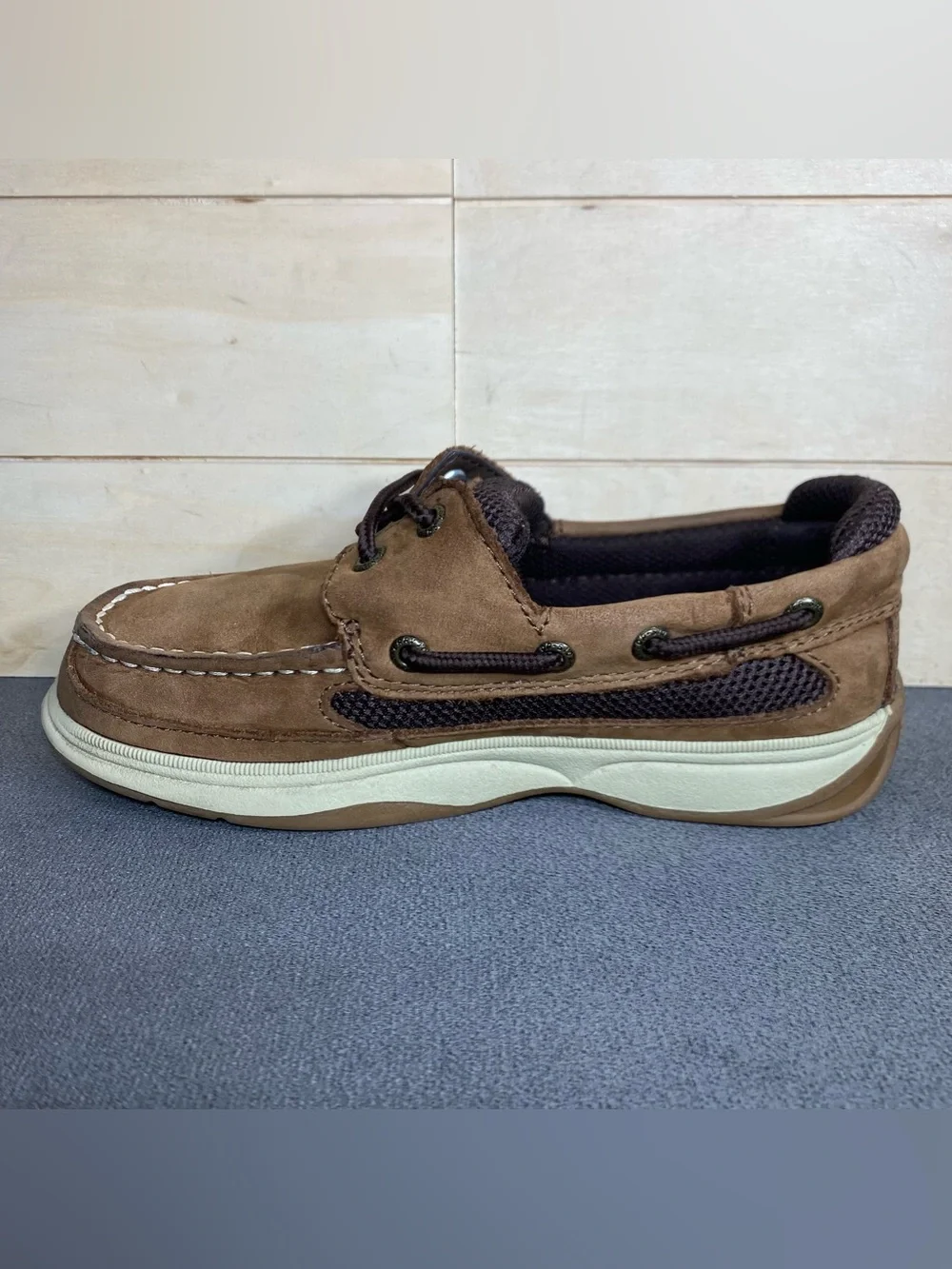 Sperry Top Sider Lanyard Boat Shoes Kid's Boy's Youth Size 1 M Brown Leather